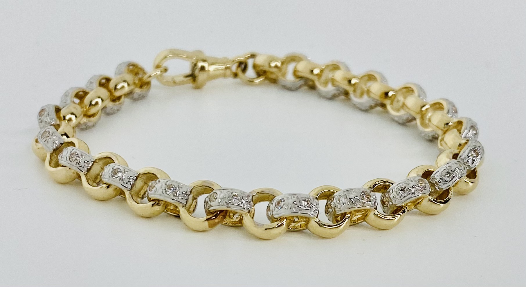 LADIES 9CT GOLD CZ BELCHER BRACELET 18 GRAMS – SMITHS