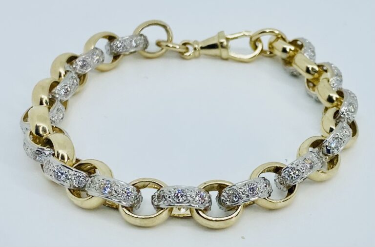 GENTS 9CT GOLD CZ BELCHER BRACELET 29 GRAMS – SMITHS