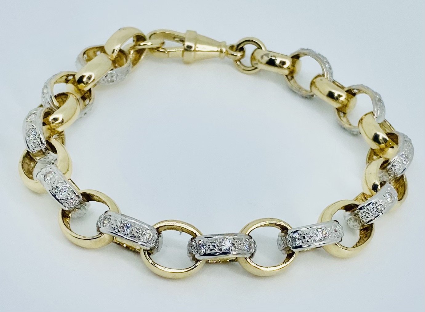 GENTS 9CT GOLD CZ BELCHER BRACELET 30 GRAMS – SMITHS