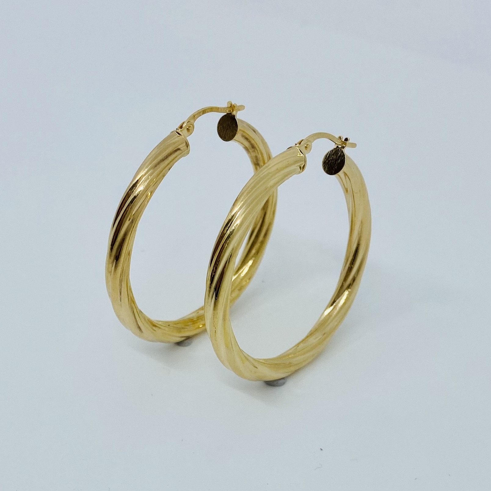 9CT GOLD TWISTED HOOP EARRING 4CM DROP – SMITHS